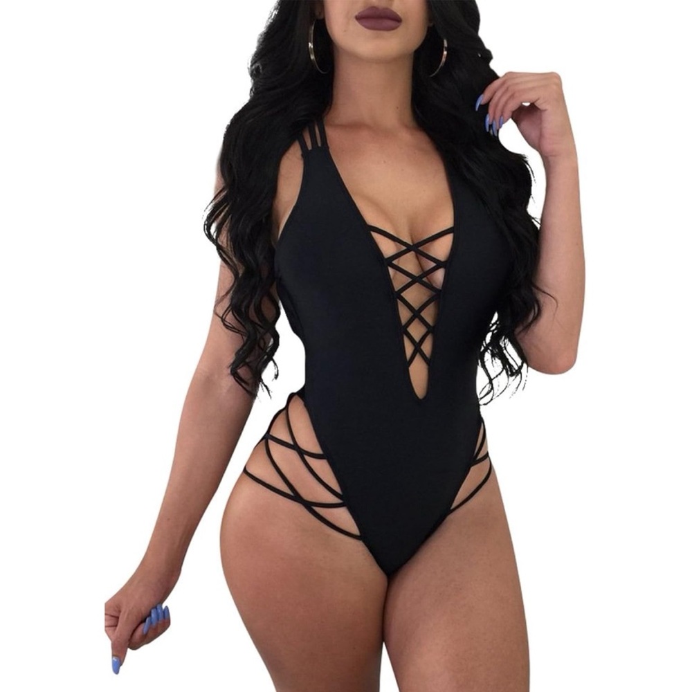 Strappy Black Swimsuit XL